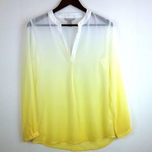 Women's Gradient Yellow Sheer Tunic Blouse Top